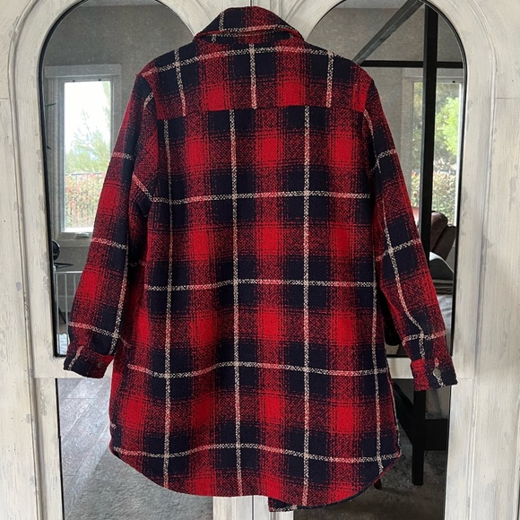 Women's Levi Plaid Fleece-Lined Sherpa Jacket, Sz M - Picture 6 of 7